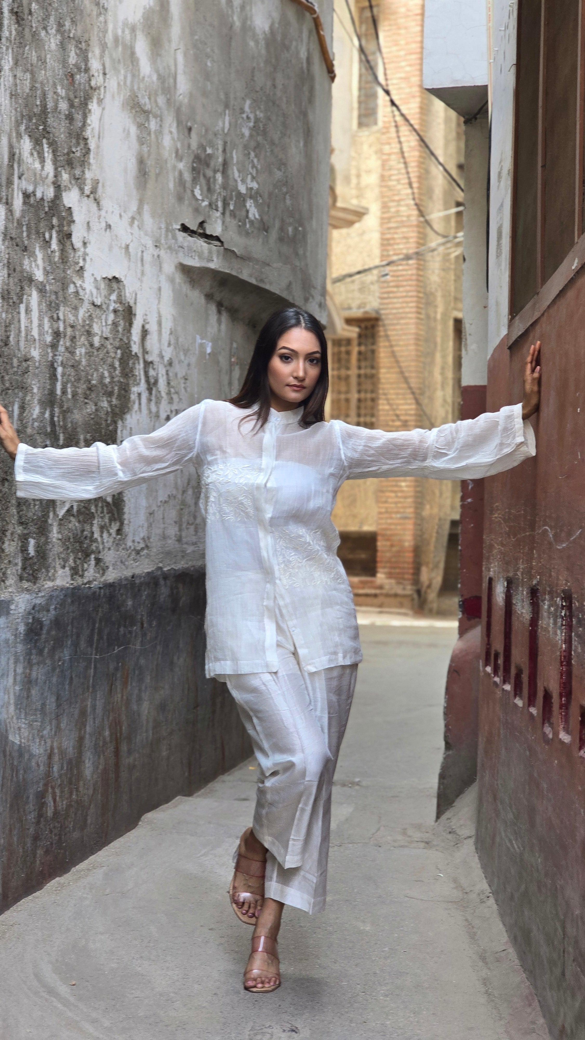 Off White Chikankari Shirt thumbnail 2