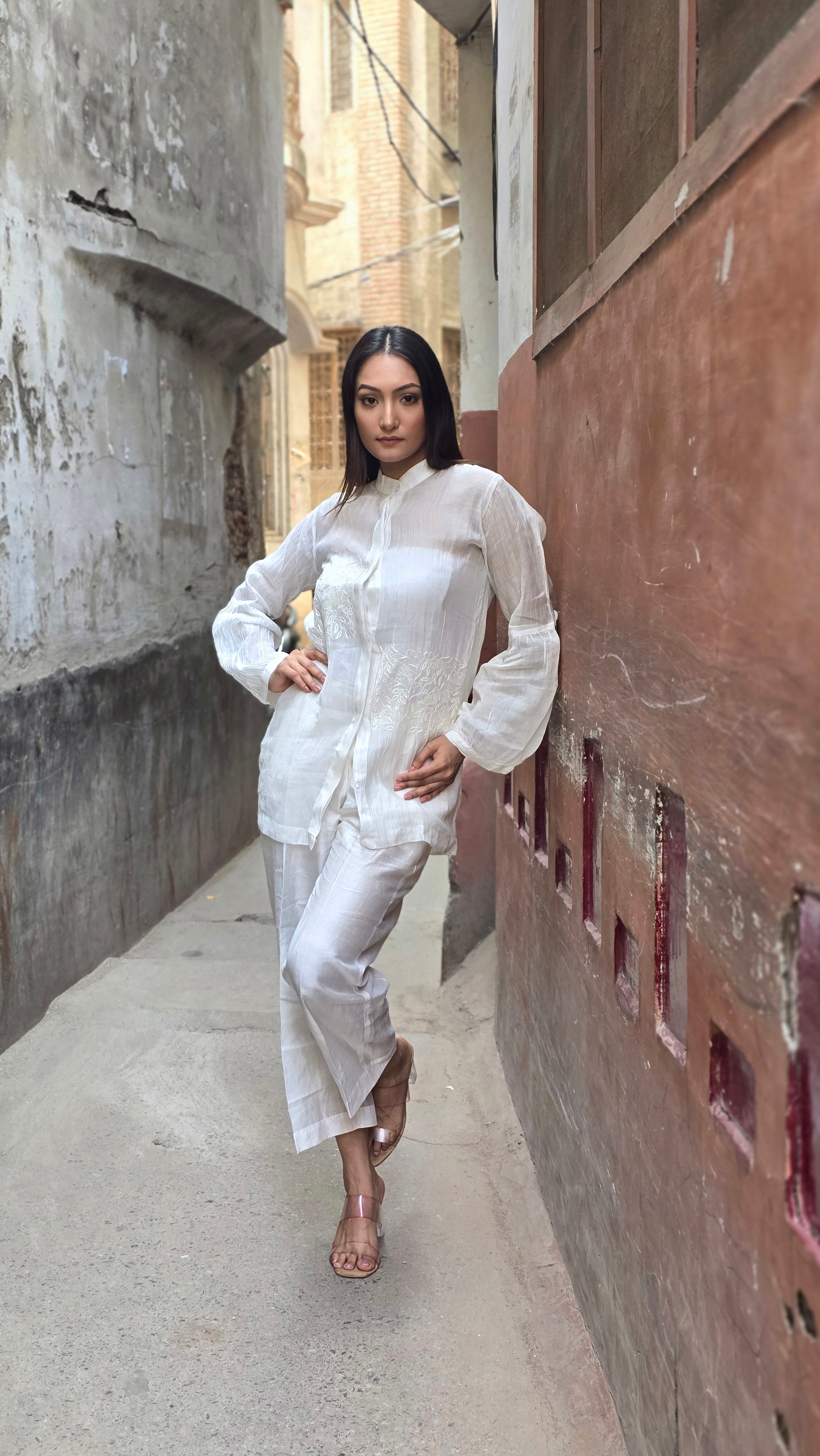 Off White Chikankari Shirt thumbnail 3