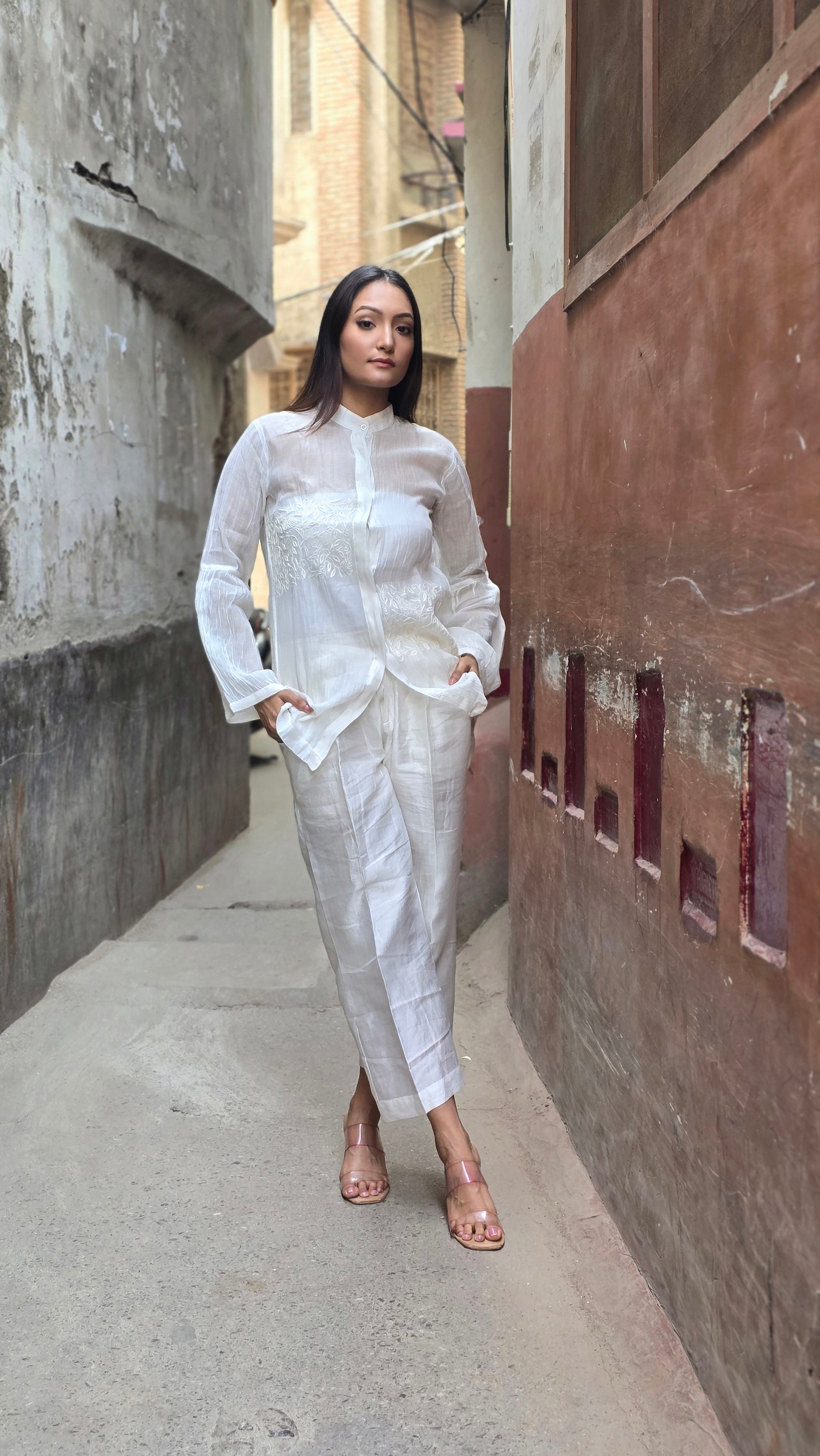 Off White Chikankari Shirt thumbnail 4